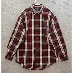Ralph Lauren Shirt Mens Large Multicolor Plaid Blaire Small Pony Heavyweight Y2K